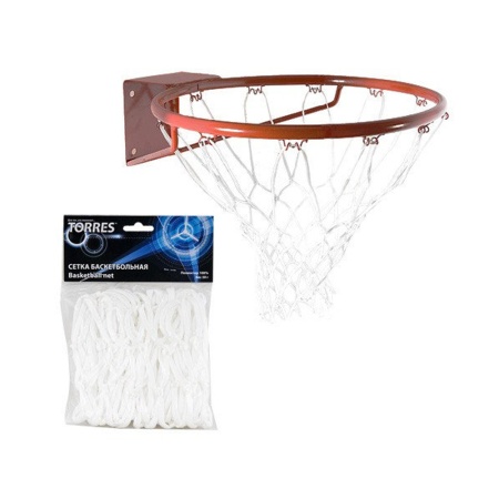 Купить Сетка баскетбольная Torres, нить 4 мм, белая в Игарке 