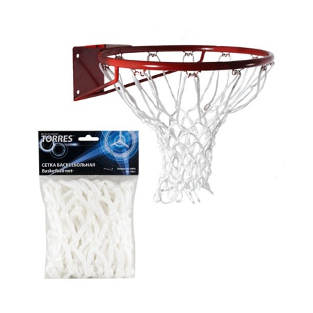 Купить Сетка баскетбольная Torres, нить 6 мм, белая в Игарке 
